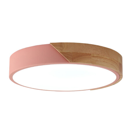 Plafón Led circular en madera y aluminio 30cm Rosa