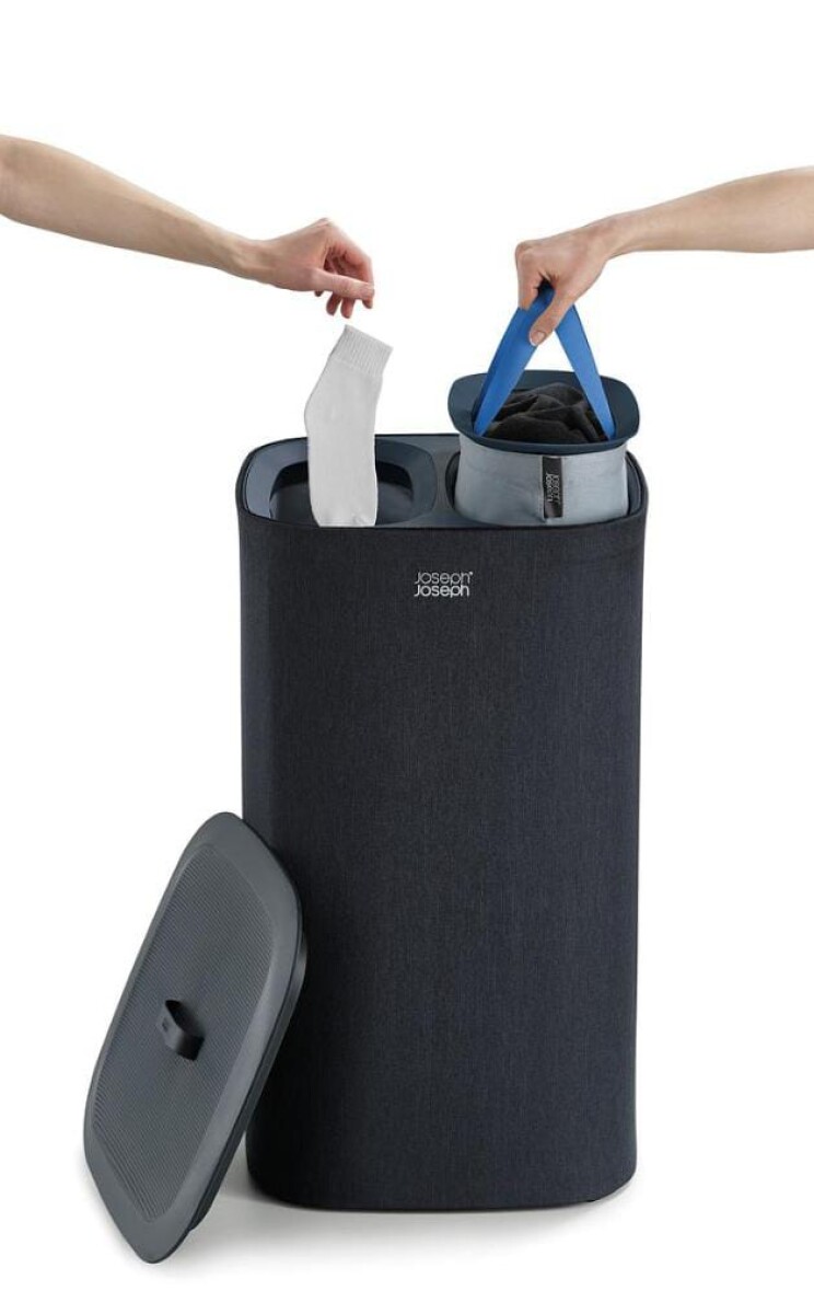 Cesto para ropa Tota 60L con separación – 2 compartimentos - Negro 