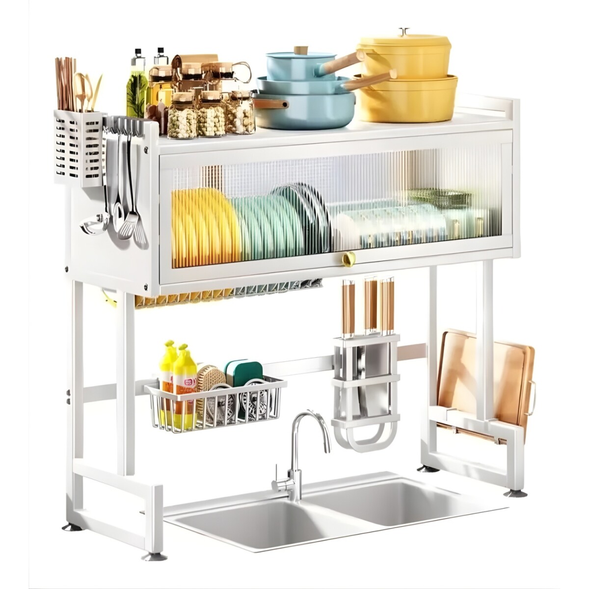 Escurridor de Vajilla Rack Lumax con Puerta 65x28x80cm - Blanco 