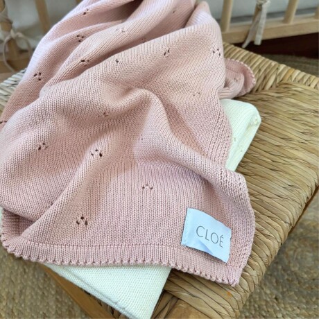 Manta Tejida Punto Rosa Viejo