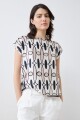 Blusa frente estampada beige