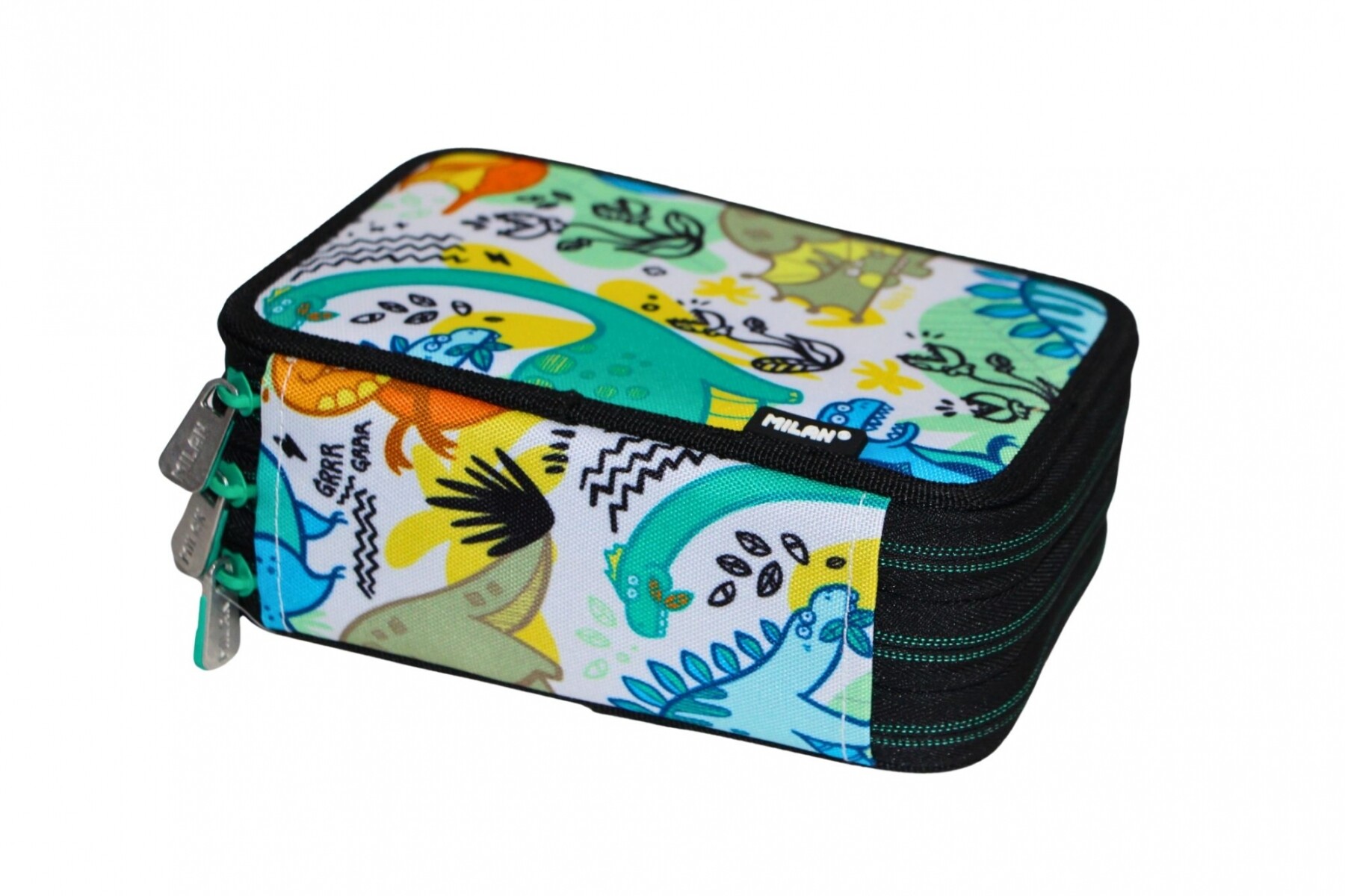 CARTUCHERA MILAN 3 PISOS COMPLETA DE UTILES DINOS 