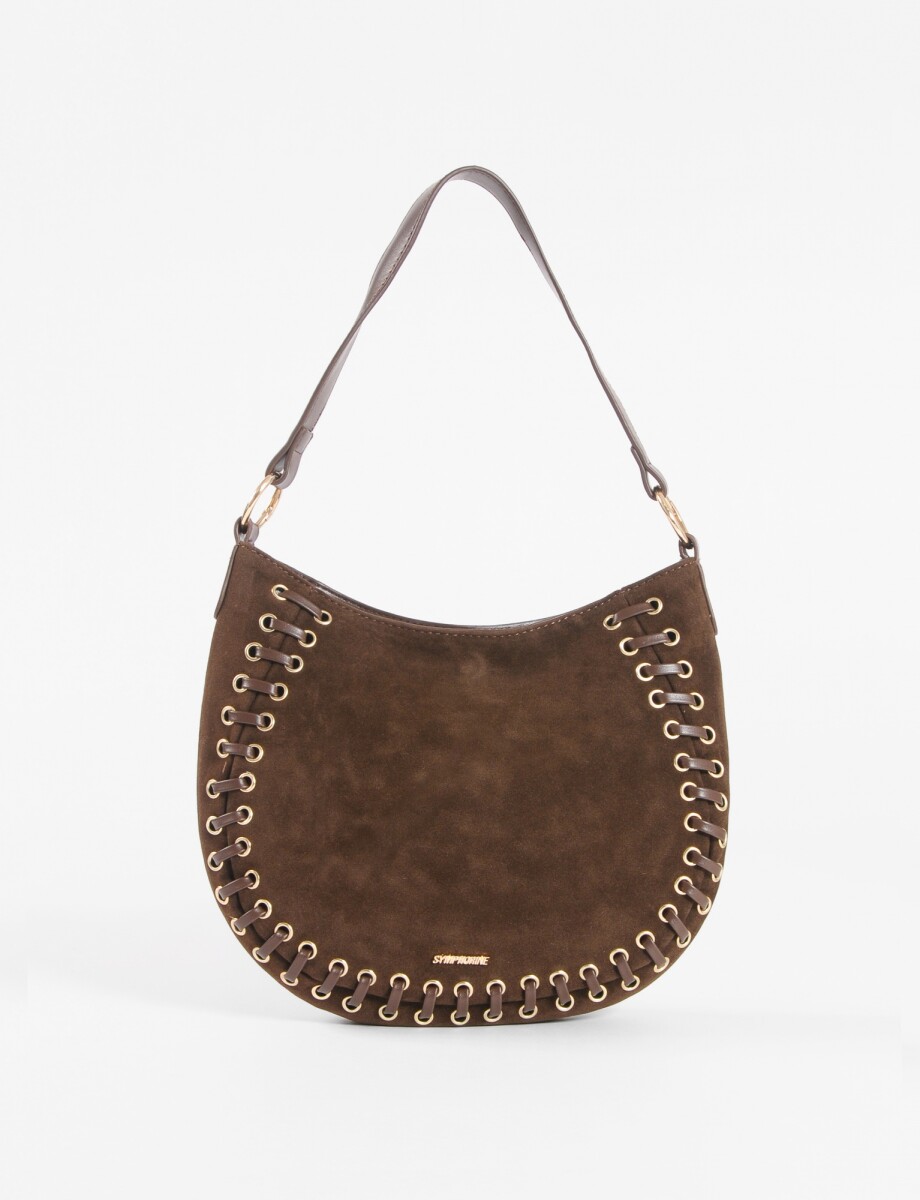 Cartera de hombro suede trenzado - chocolate 