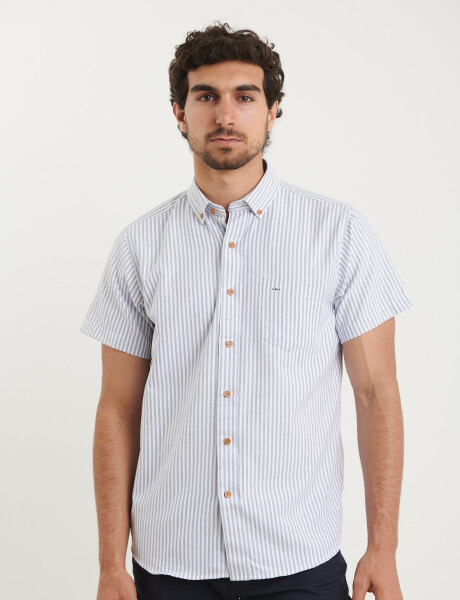 012575 CAMISA HARRINGTON LABEL Blanco/gris