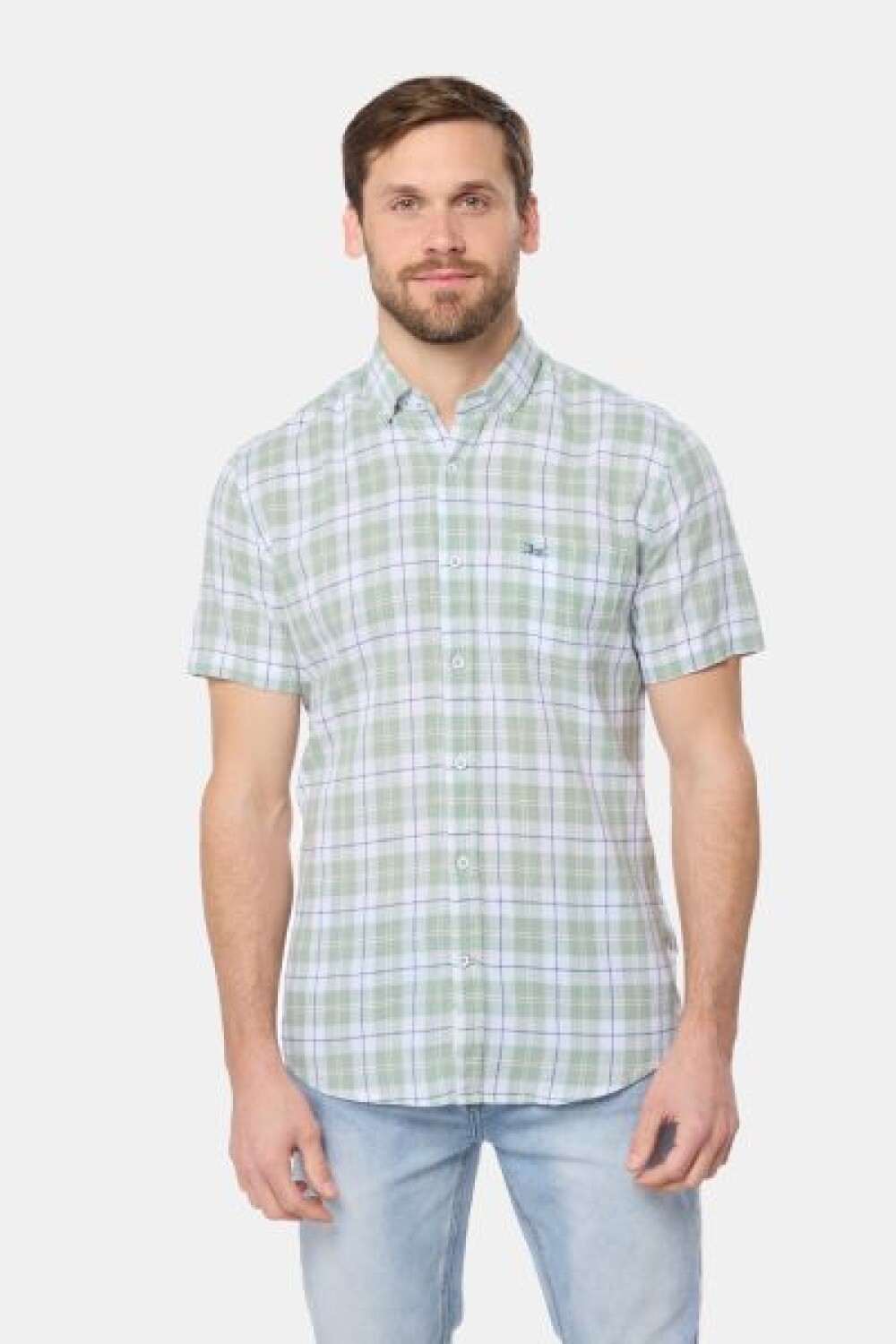 CAMISA DE LINO A CUADROS Verde