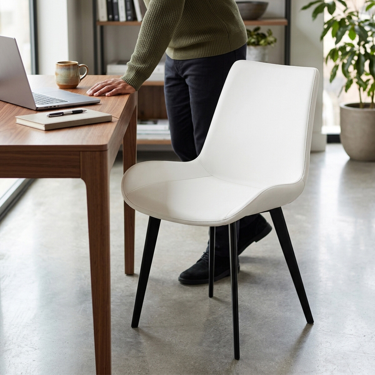 Silla de comedor Tapizada Negra - Blanco 