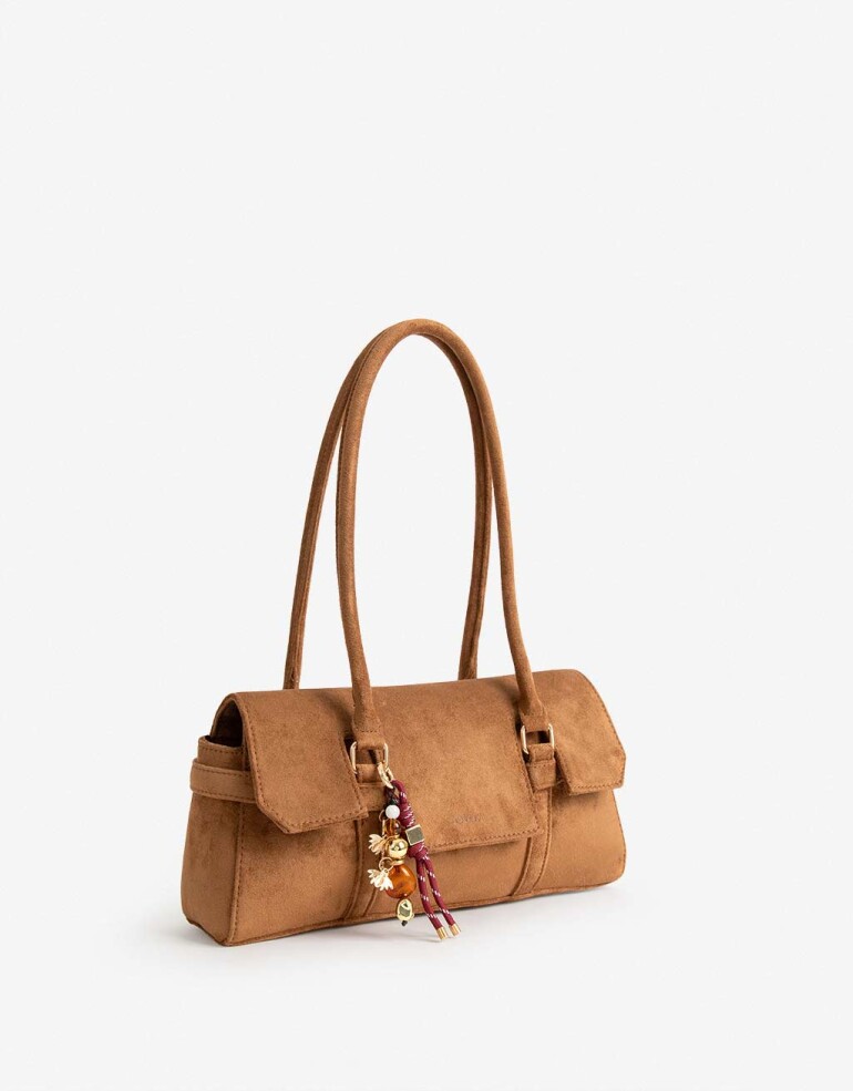 City Cartera Baguette Gamuzada - Marron Suela