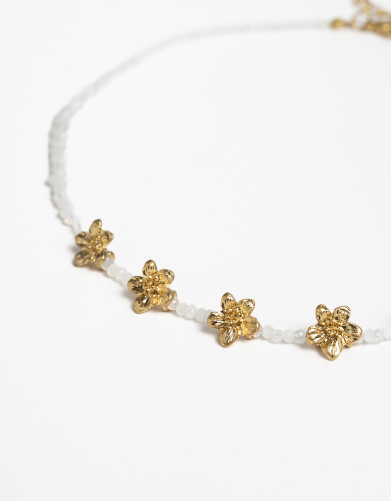 Chokers Color Choker Beads Y Flores - Dorado Oro Amarillo