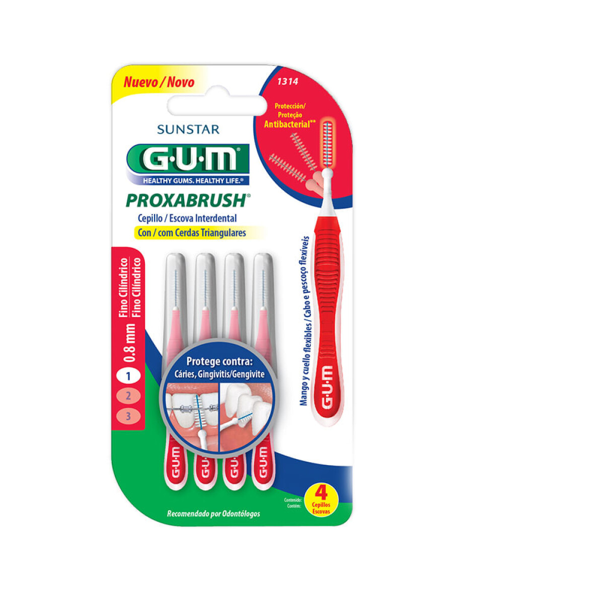 Gum Cepillo Proxabrush interdental cilíndrico x4 