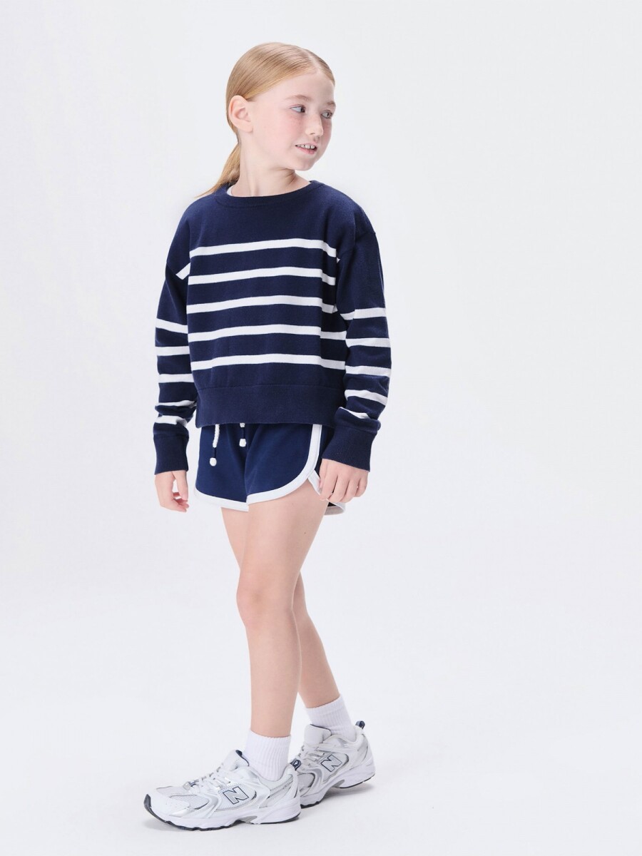 BUZO INFANTIL DE PUNTO A RAYAS - AZUL 