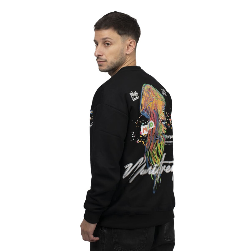 BUZOS ACTIVE HODDIE CON ESTAMPA Unisex - XC03 Negro