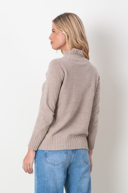 Sweater Cashmere cuello alto Beige