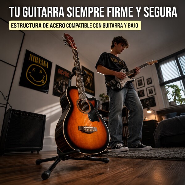 Soporte Para Guitarra Bajo De Pie Regulable Universal Acero IMBACK Color Negro Soporte Para Guitarra Bajo De Pie Regulable Universal Acero IMBACK Color Negro