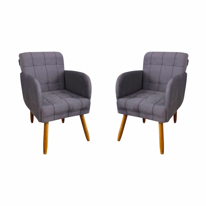 Pack x2 Sillón poltrona 1 cuerpo Lumax Maya nórdico de tela Gris