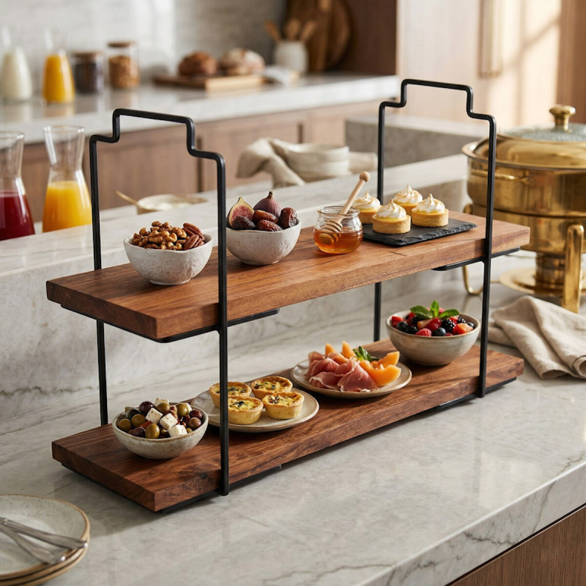 Elevador de Madera Volf para Buffet de 2 pisos 