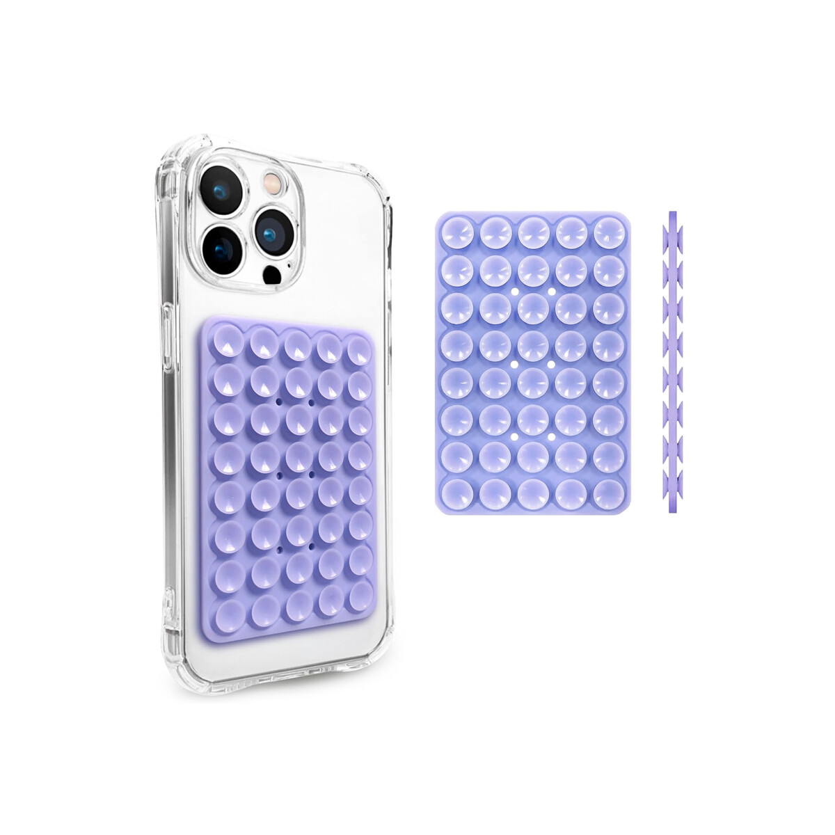 Soporte ventosa doble para celular color lavanda 