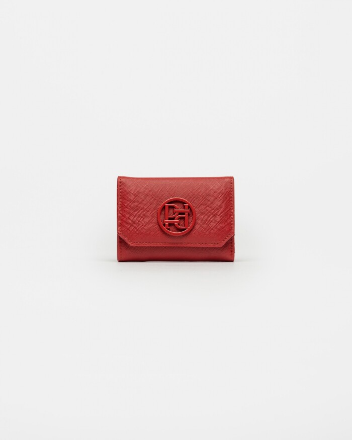 Billetera P&P En Efecto Cuero Saffiano Rojo