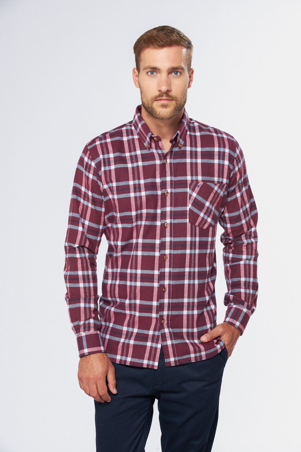 CAMISA LEÑADORA CUADROS Bordo