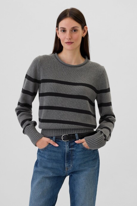 Buzo Algodón Mujer Grey Stripe