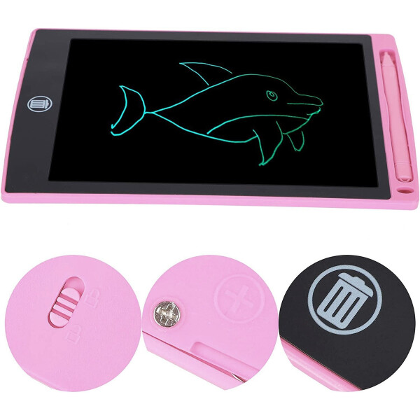 Pizarra Mágica Infantil Automática Led 12 Pulgadas c/ lápiz Variante Color Rosa Claro