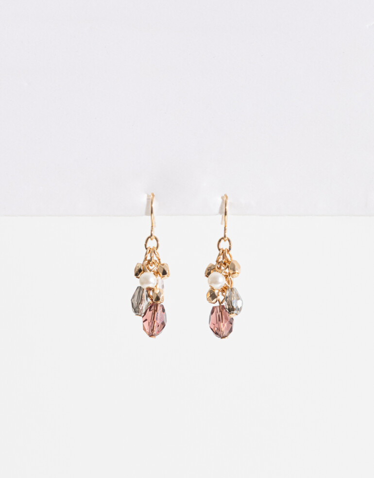 Aros Colgantes Cortos Aros Con Beads - Dorado