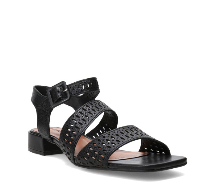 Sandalias de Mujer Bottero Cuero Calado Negro