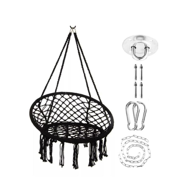 Hamaca Paraguaya Silla Colgante Redonda Interior Exterior Jardin Patio Imback Color Negro Hamaca Paraguaya Silla Colgante Redonda Interior Exterior Jardin Patio Imback Color Negro