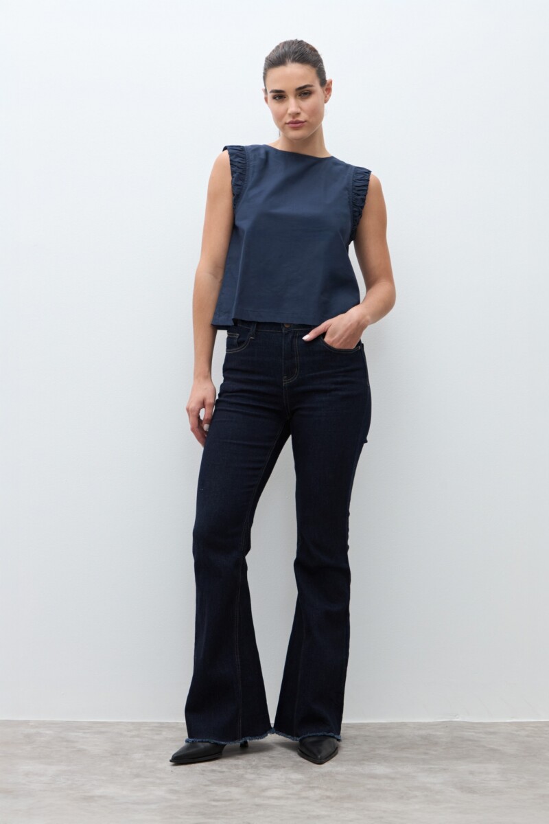 Blusa con sisa drapeada azul marino