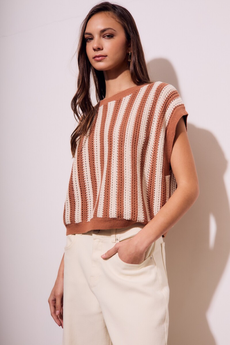 Chaleco Rayado Mocha