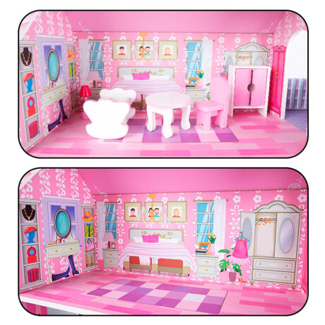 Casa Casita P/ Muñecas Grande En Madera C/ Muebles Jug007201