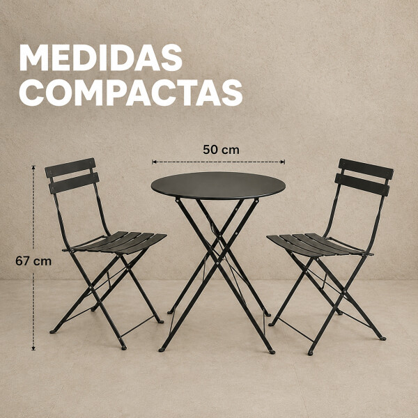 Set Juego Jardín Combohome Balcón Bistro Plegable 3 Piezas Negro 1
