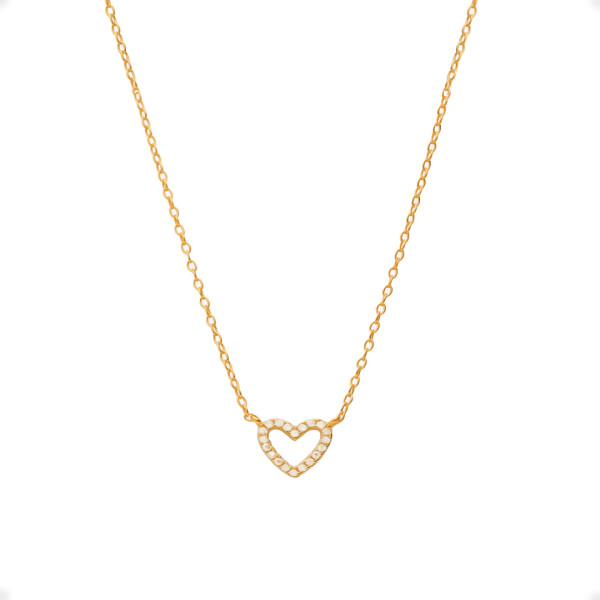Collar de Colgante De Corazón de Acero Inoxidable con Cadena Chapada en Oro Collar de Colgante De Corazón de Acero Inoxidable con Cadena Chapada en Oro