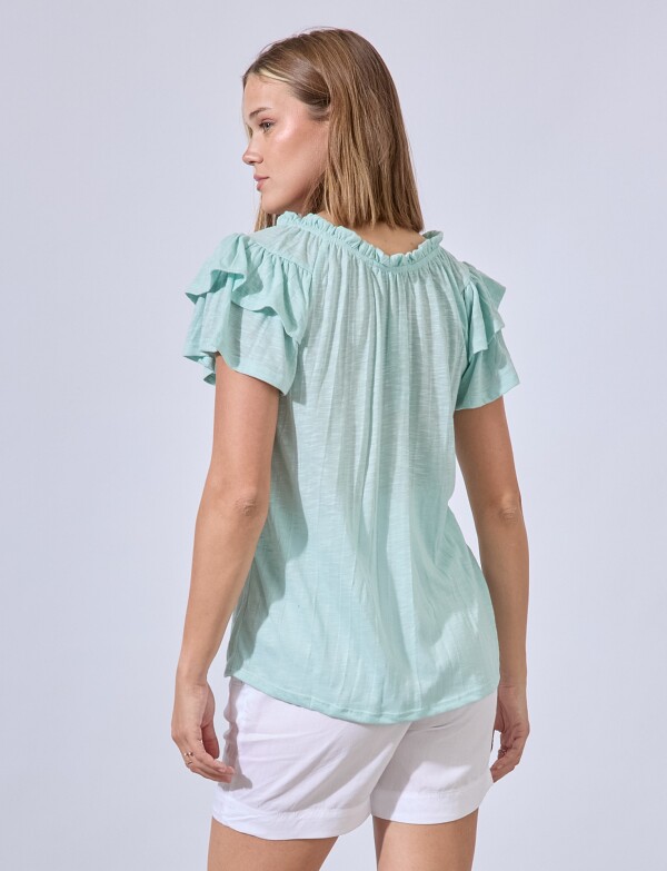 Blusa Frunces VERDE AGUA