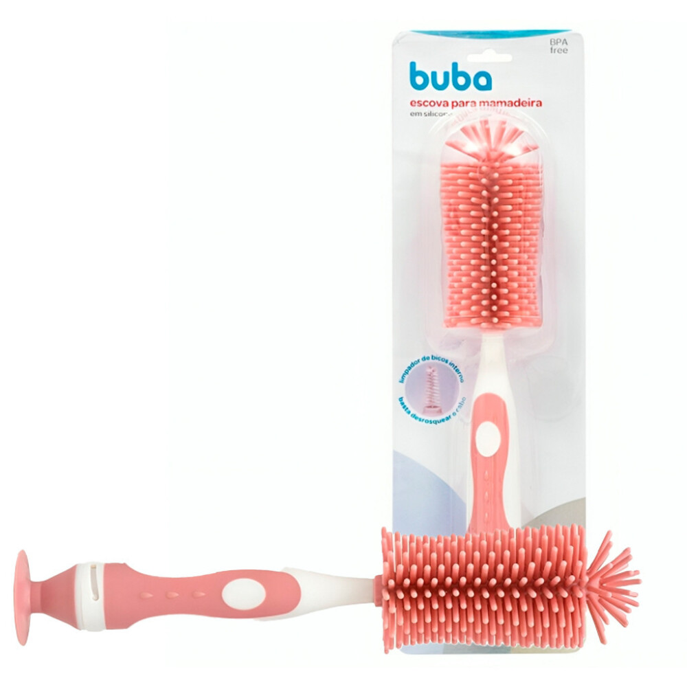 Cepillo limpia biberon BUBA silicona rosado