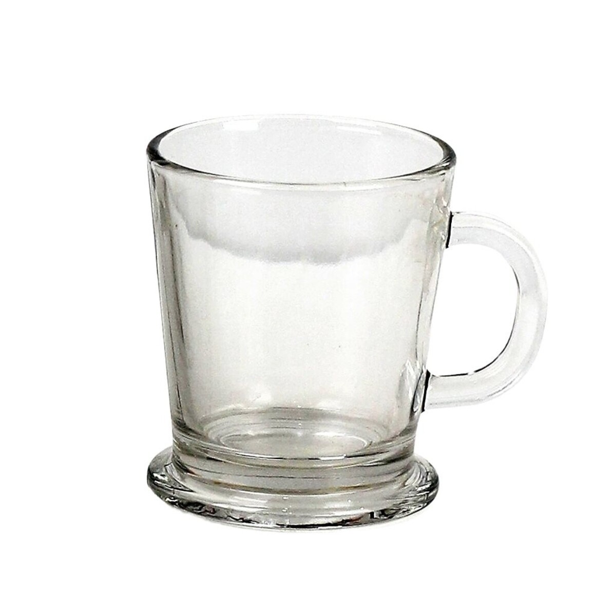 Taza de vidrio baja con asa - TRANSPARENTE 