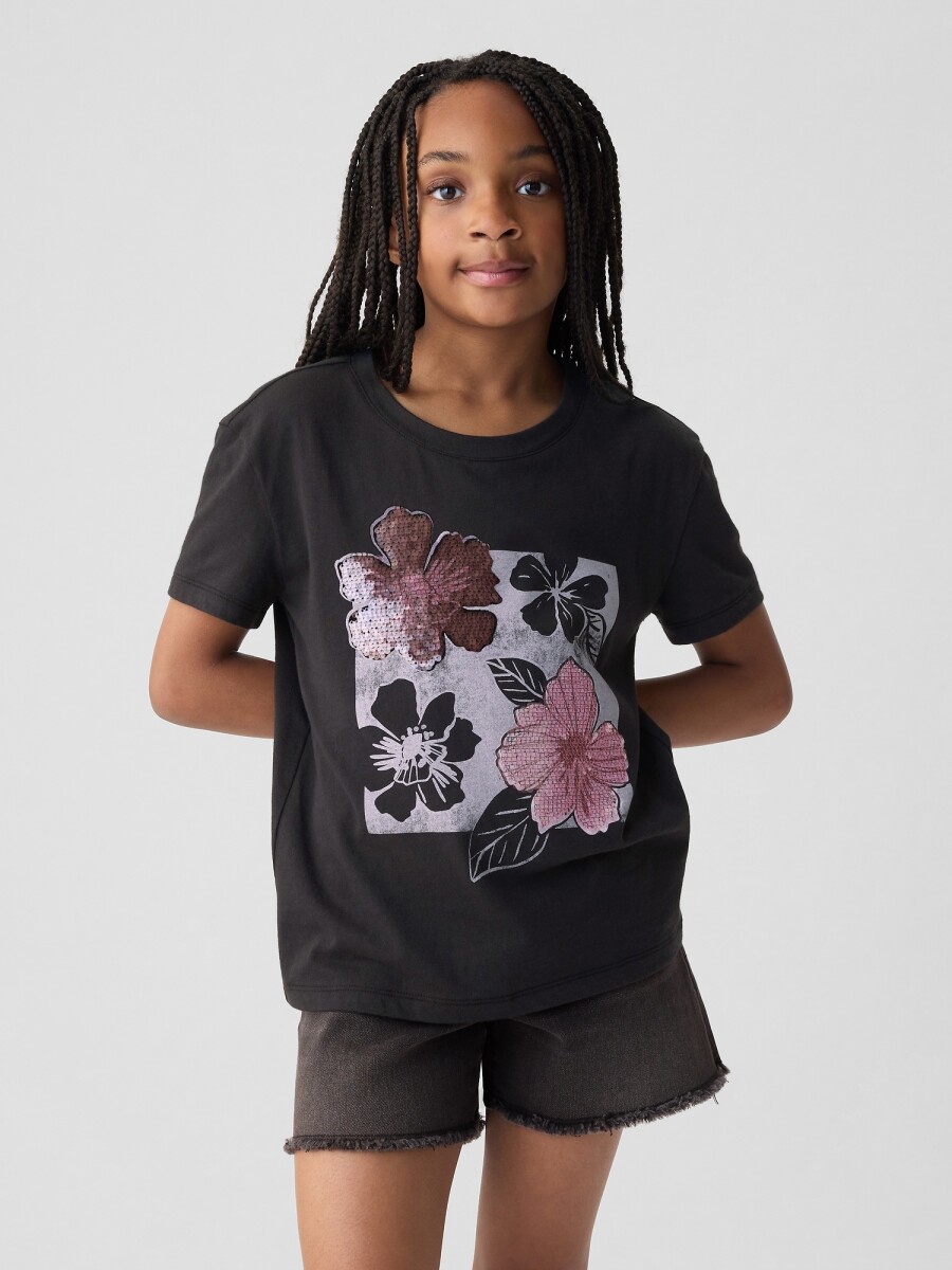 Remera Gráfico Con Lentejuelas Niña - Moonless Night 