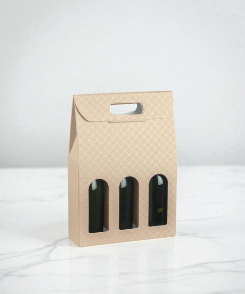 Caja c/ventana 3 botellas 27x9x38,5 - 37544 - MATELASSE NUDO Caja c/ventana 3 botellas 27x9x38,5 - 37544 - MATELASSE NUDO