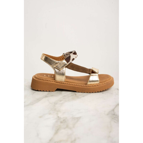 Sandalia Combinada Cuero Camel