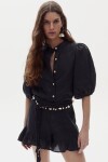 Camisa Bubble en Lino Negro
