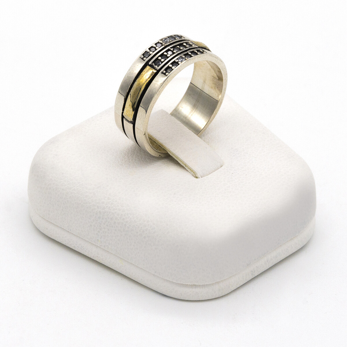 Anillo de plata 925 y double en oro 18 ktes con circonias. 