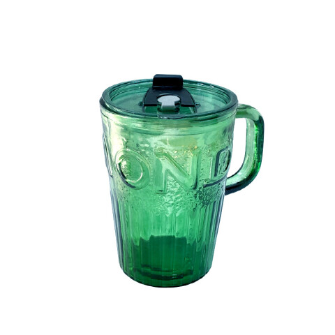 Vaso de vidrio c/sorbito 2 colores 500ml Vaso De Vidrio C/sorbito 2 Colores 500ml