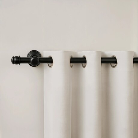 Barrote cortina de metal 1,5 m + 2 Soportes NEGRO