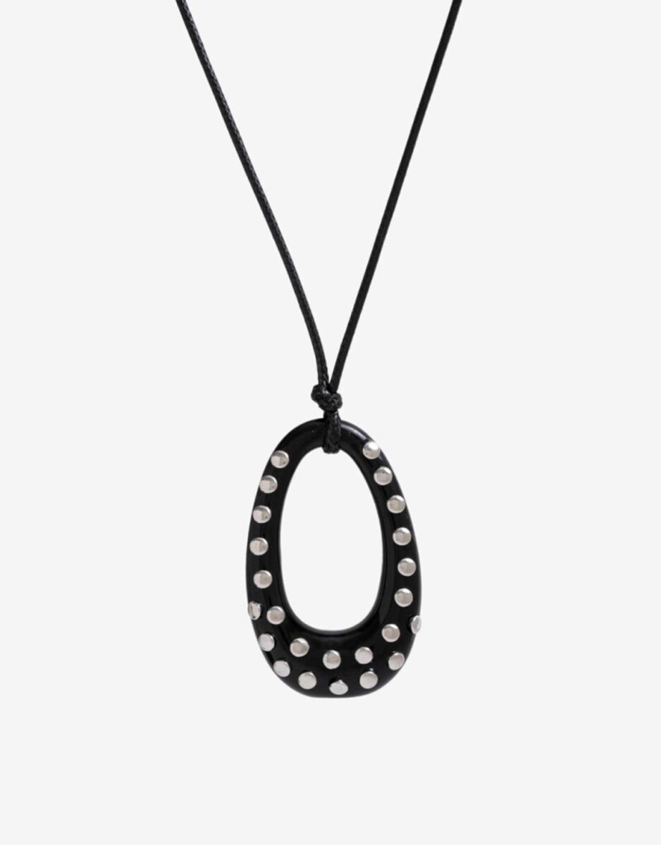 Collar Largo Resina Tachas - Plateado Rodio 