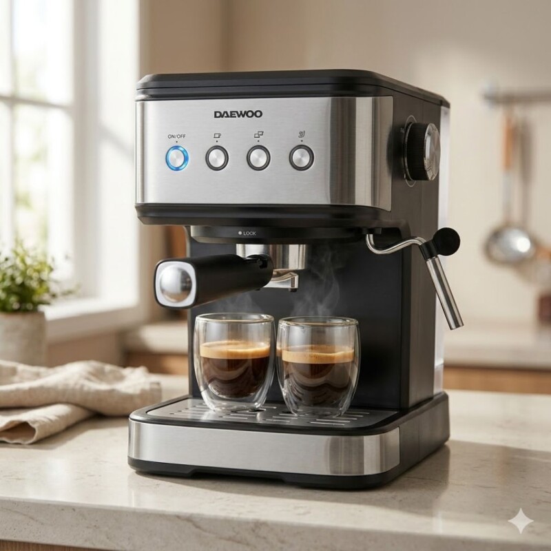 Cafetera Espresso Daewoo Automática | Acero Inoxidable | 1,5 Lts. Cafetera Espresso Daewoo Automática | Acero Inoxidable | 1,5 Lts.