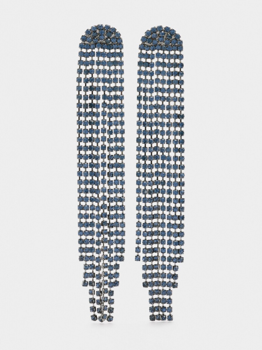 Pendientes Maxi Largos De Cristales - azul 