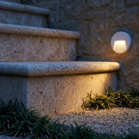 ARTEFACTO EXTERIOR DE PARED REDONDO MOREIRA 3W Luminaria De Exterior De Pared Redondo Moreira 3W Blanco