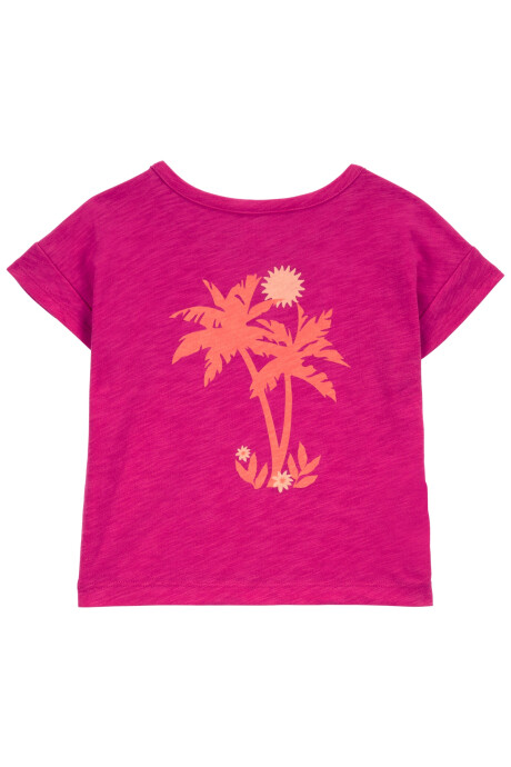 Remera de algodón, manga corta, estampada Sin color