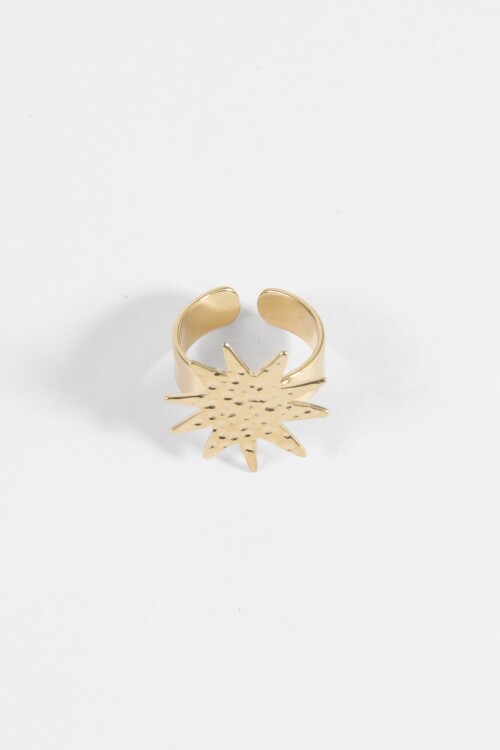 Anillo ajustable estrella acero dorado