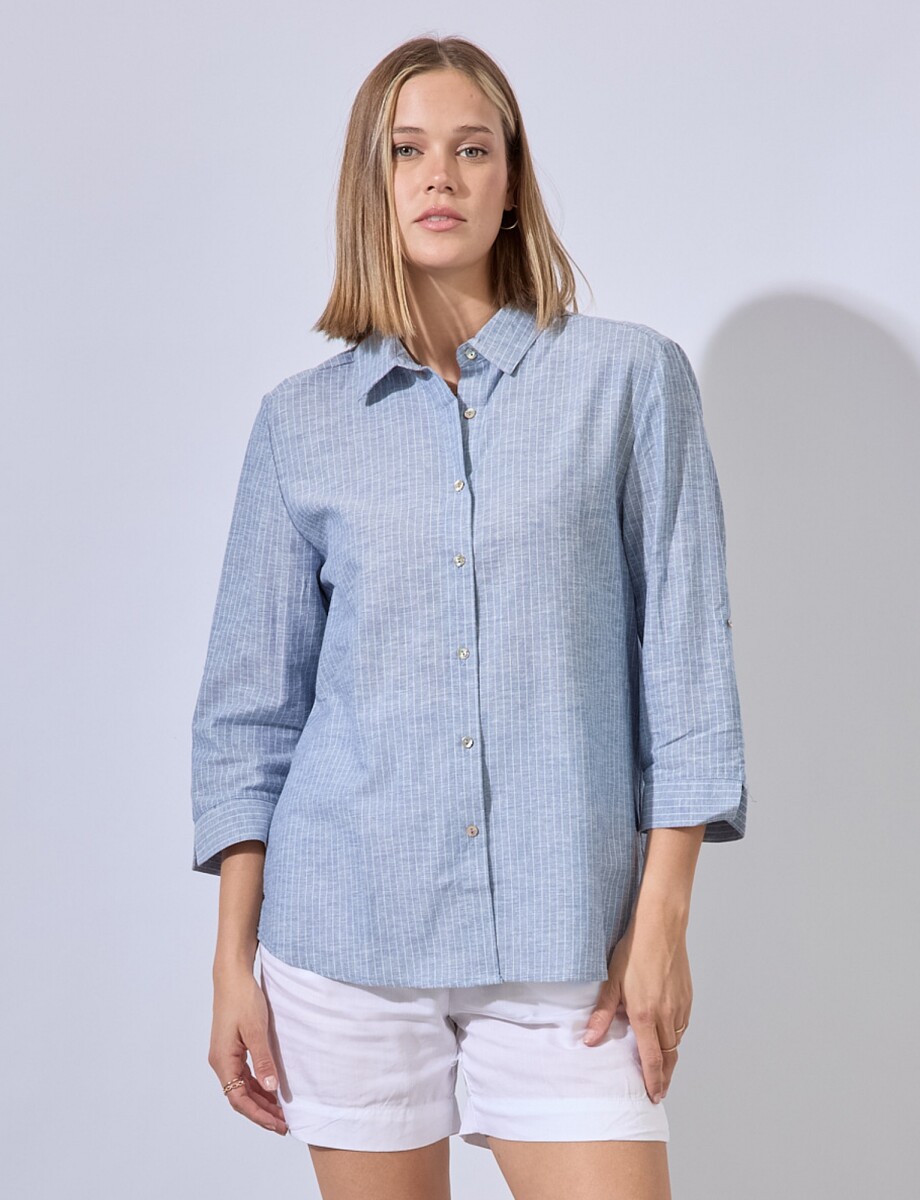 Blusa Lino Stripes - Azul 