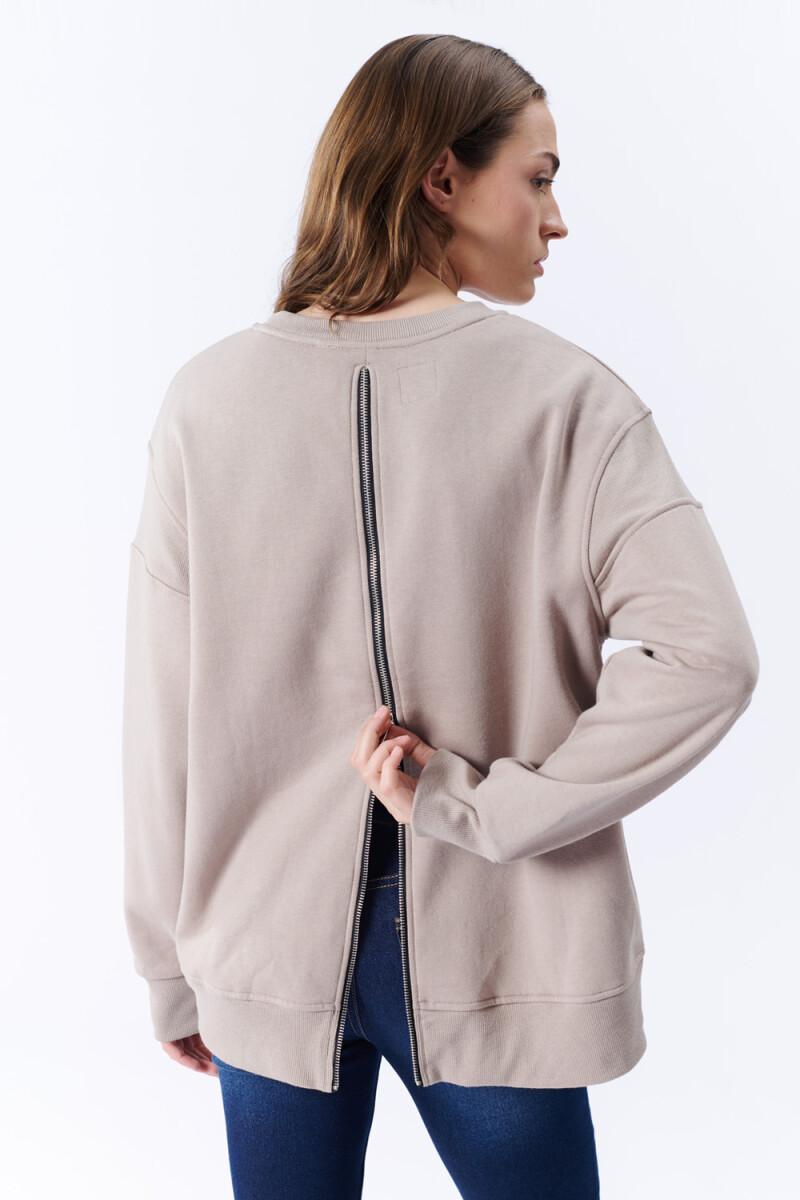 Buzo oversize cierre Beige Grisáceo